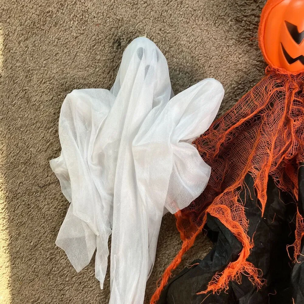 Lot Of 3 Hanging Halloween Decorations 2 Spooky Ghosts And 1 Jack O Lantern